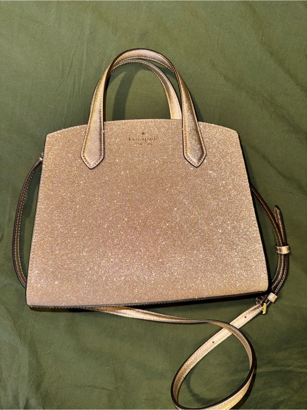 kate spade Metallic Pink Glitter Satchel with Crossbody Strap